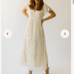 NWT Piper & Scoot Darlene Lace Maxi Midi Dress in Ivory Bridal